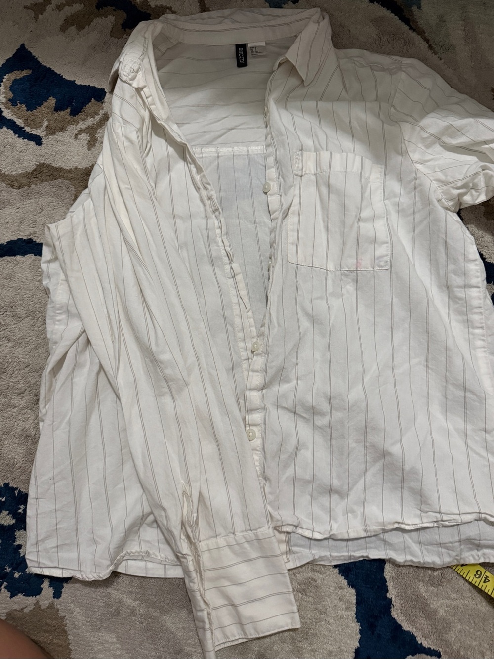 Lightweight White Pinstripe Button-Up Shirt for Kids